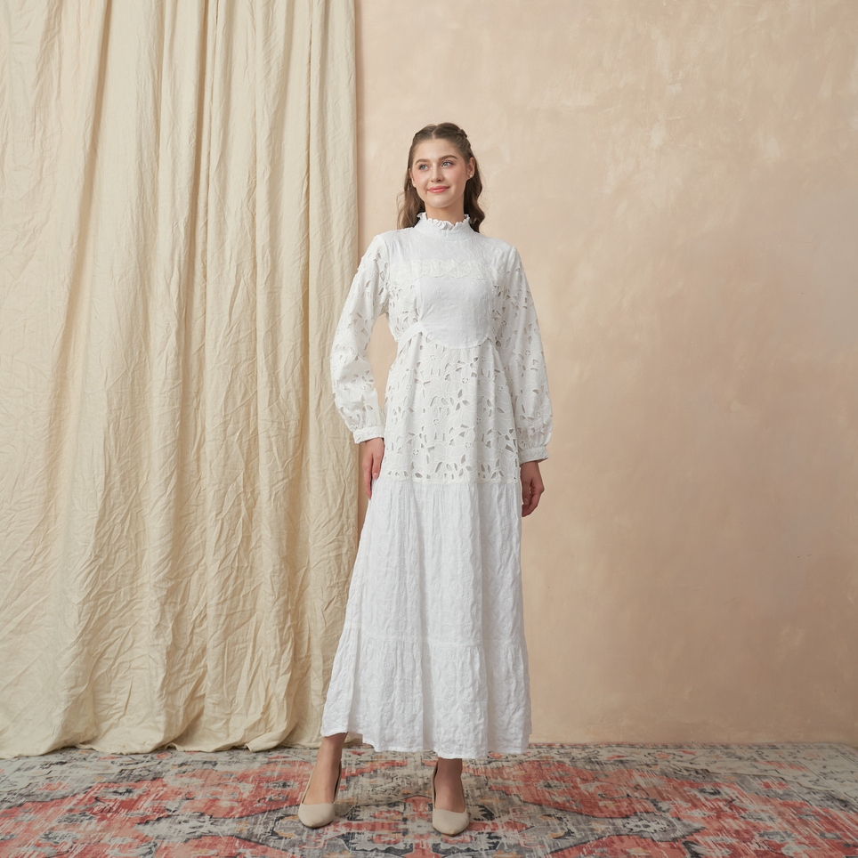 Sausan -  Raya Ivelle Dress - Dress Raya Eyelet Premium
