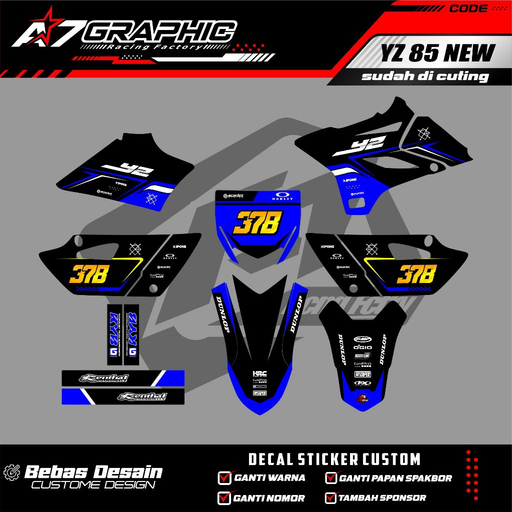 DECAL YZ 85 NEW/GTX - DECAL MOTOR YZ 85 NEW / BEBEK MODIF MASIH BISA SI EDIT FREE CUSTOME FULL BODY