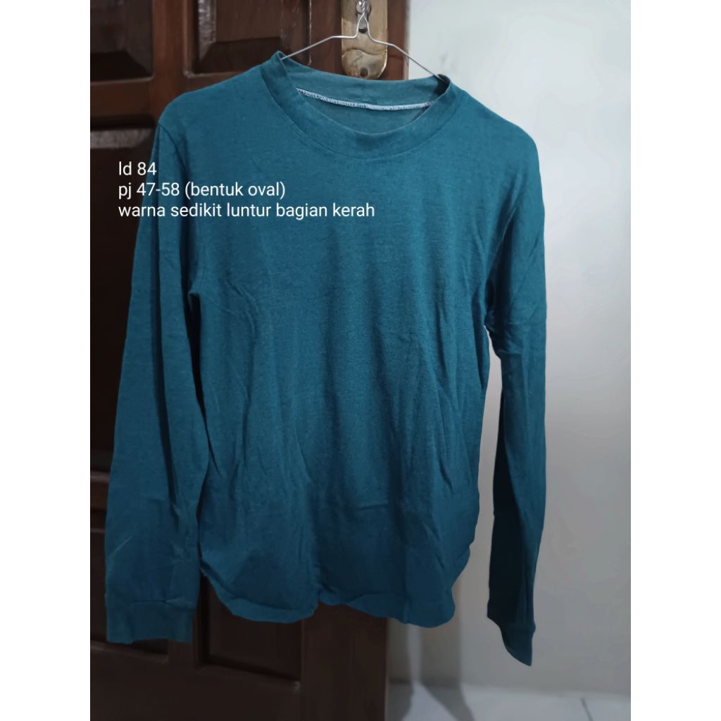 Preloved pl kaos panjang atasan wanita hijau tosca
