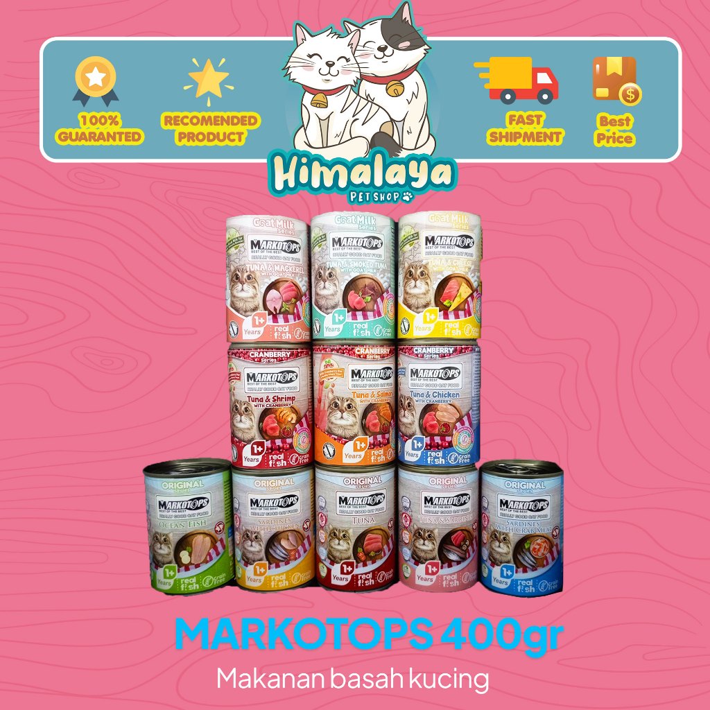 ( EKSPEDISI ) 1 Dus Isi 24 Pcs MARKOTOPS Kaleng 400gr - Makanan Kucing Basah MARKOTOPS