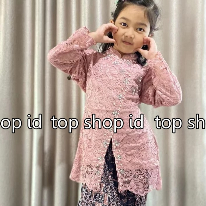 top shop id Kebaya Anak Brukat full Payet 2025 4-12 Thn warna rose gold