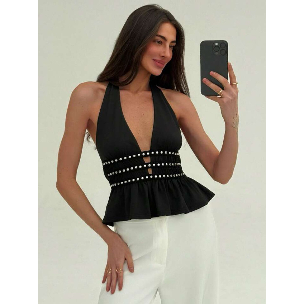 FYF_A0596 - Deep V Neck Halter Top