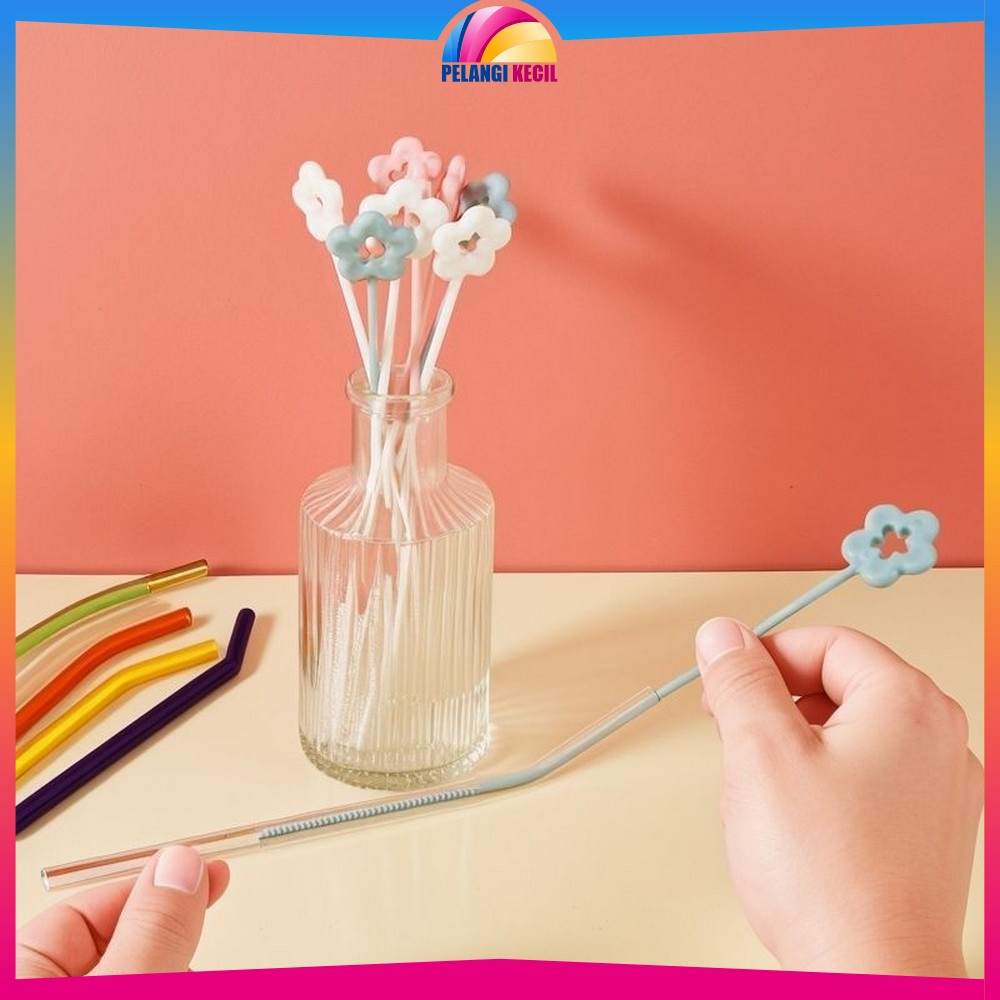 Sikat Sedotan Straw Brush Alat Pembersih Lubang Botol Lucu / Sikat Celah Sedotan Silikon Elastis Por