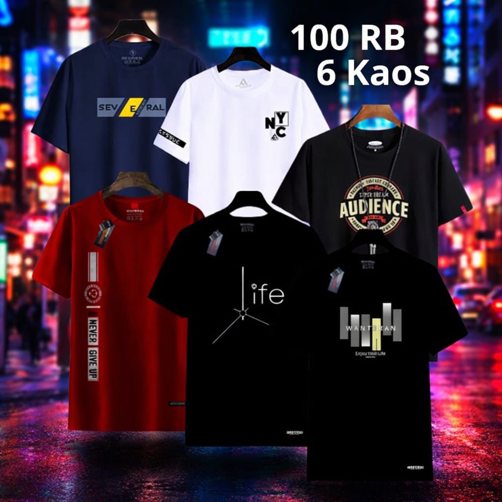 6 kaos distro harga 100 ribu