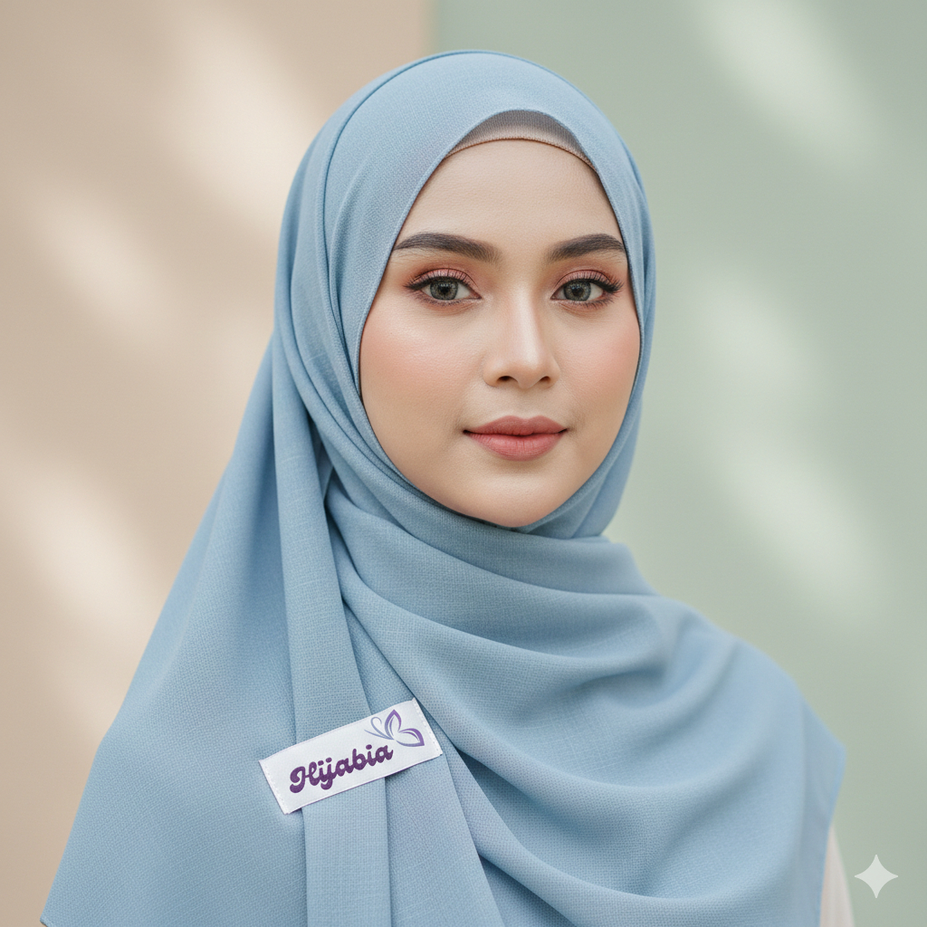 Hijabia - Hijab Segiempat Polos - Warna Ice Blue