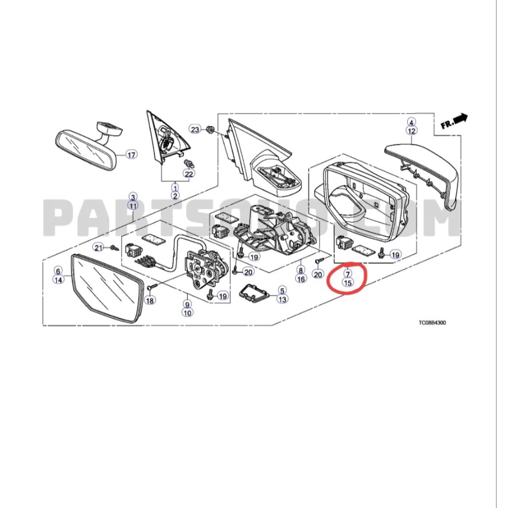 cover dalam spion Honda Accord tanpa sein 2008-2010 original