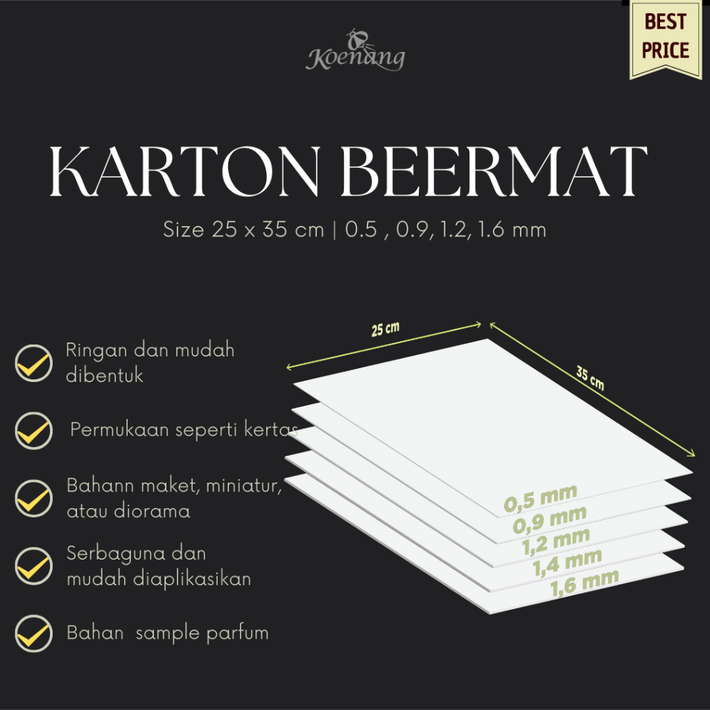 Kertas Karton Beermat Ukuran 25x35