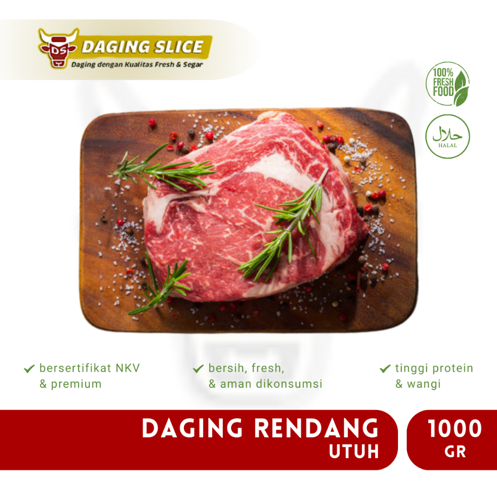 Daging Sapi Utuh 1 KG Rendang Premium Dendeng Empal Beef Bandung