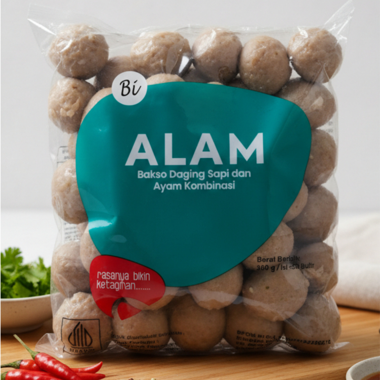 Bakso Sapi Alam Super  isi 50butir kenyal / Bakso daging sapi dan ayam kombinasi