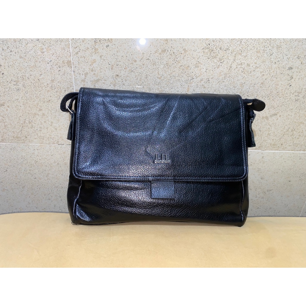 tas kerja laptop sling bag pria Cowo Dunbila leather kulit hitam preloved