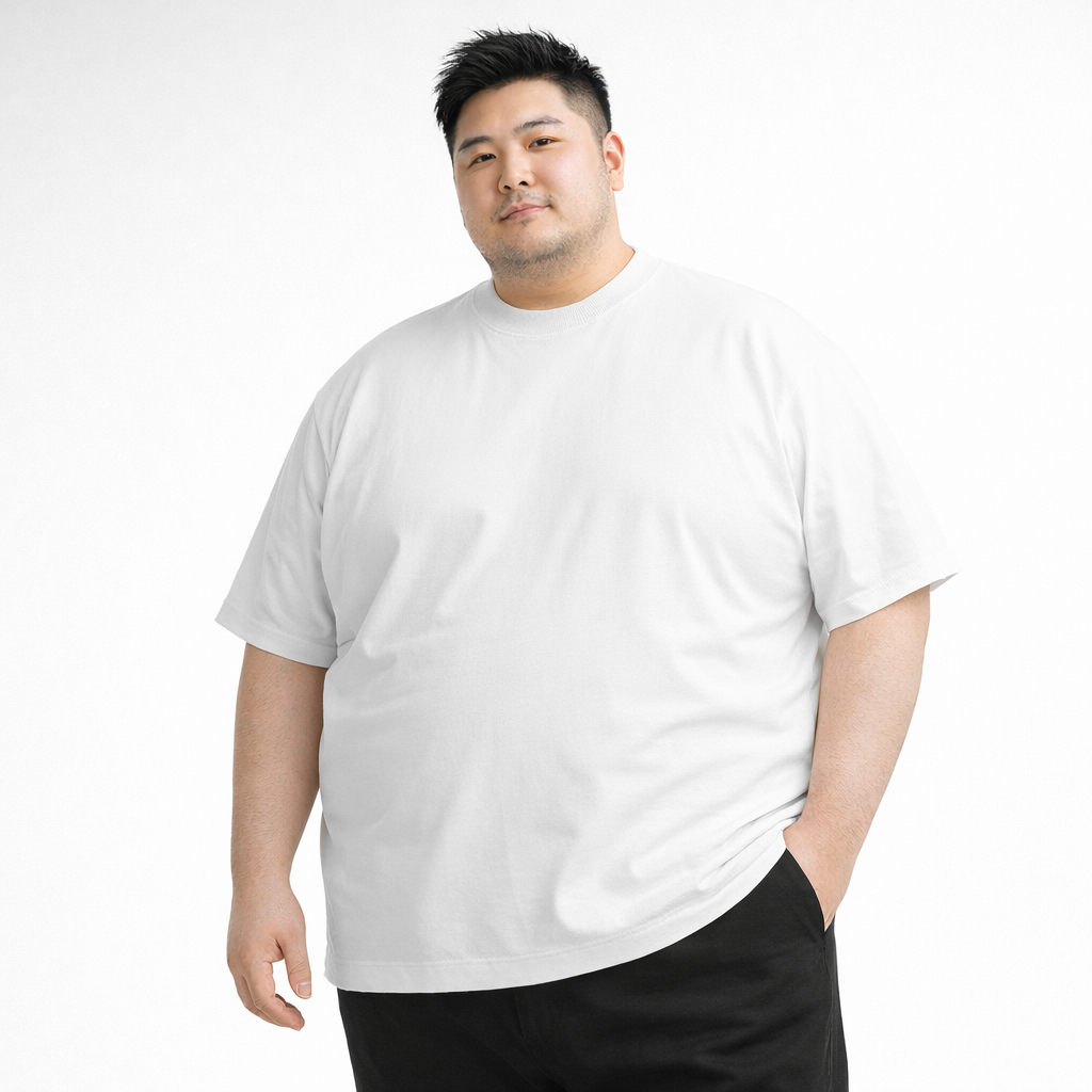 Kaos Jumbo Polos Big Size 16s 280gsm Putih Tebal dan Lembut