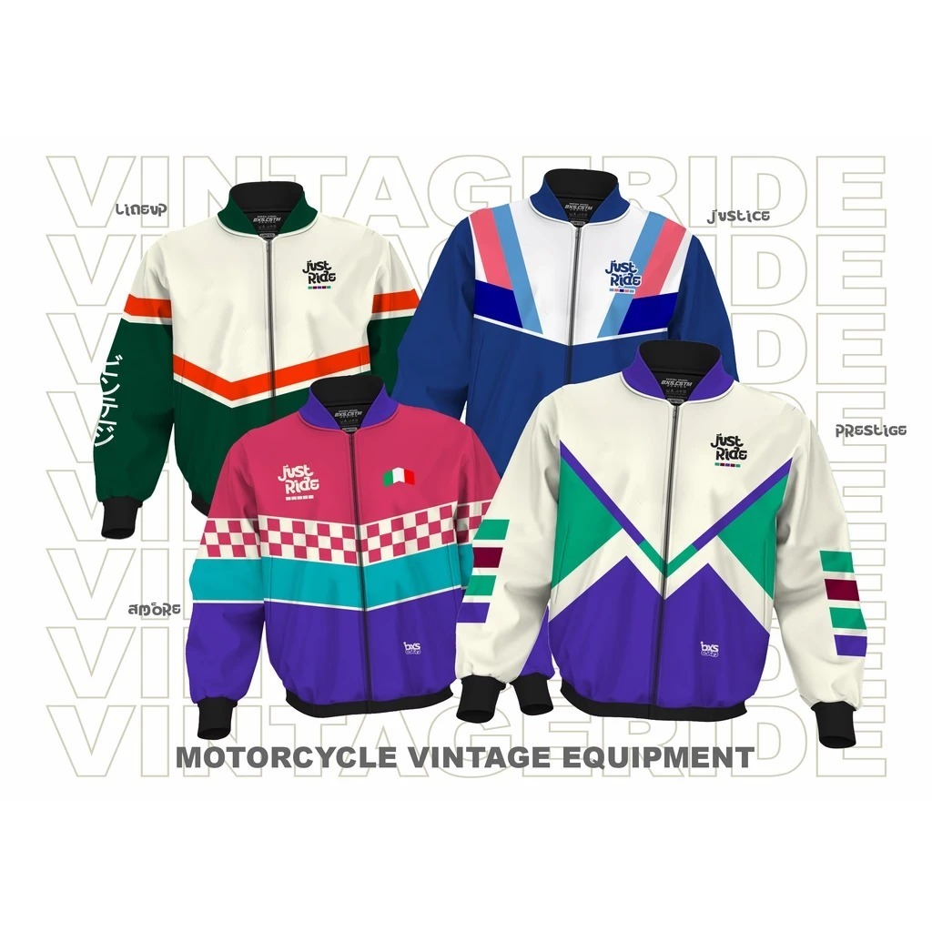JAKET MOTOR JUST RIDE VESPA HONDA SUZUKI KAWASAKI YAMAHA JAKET VINTAGE 90S JACKET RIDING