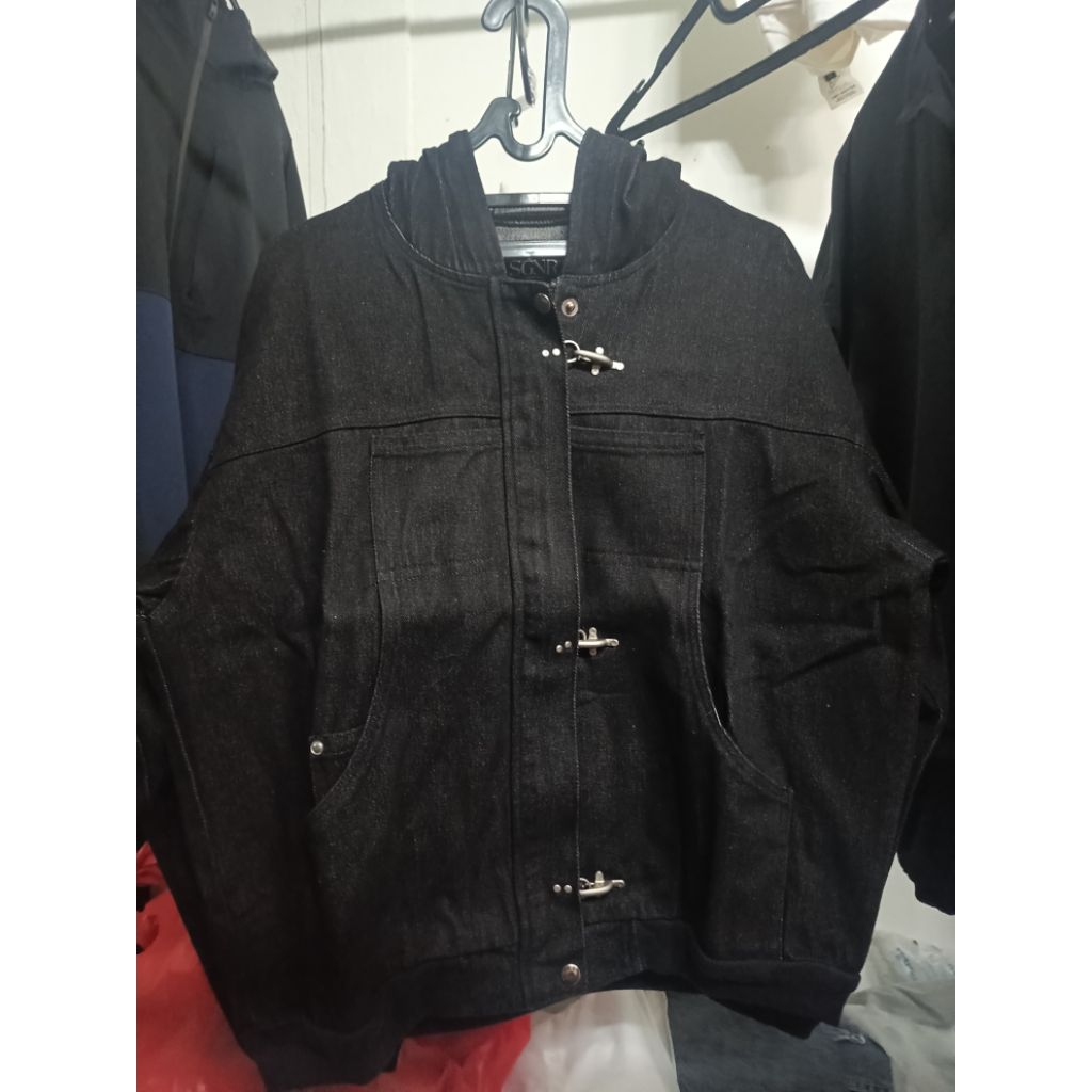 SIGNORE Parlor Denim Fireman Clasp Hoodie Jacket