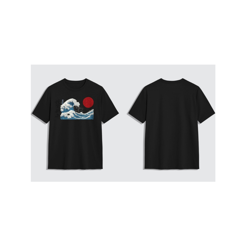 T Shirt Japanese Wave Kaos Aesthetic Jepang Hitam