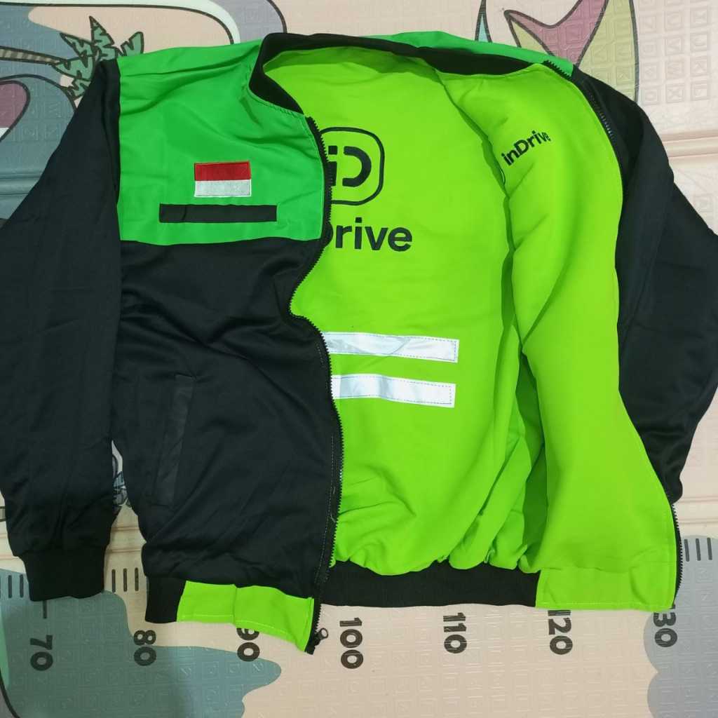 JAKET INDRVE BOLAK BALIK GRAB LOGO BORDIR BAHAN ADEM DIPAKE REAL PICT READY SIZE M L XL XXL XXXL 4XL