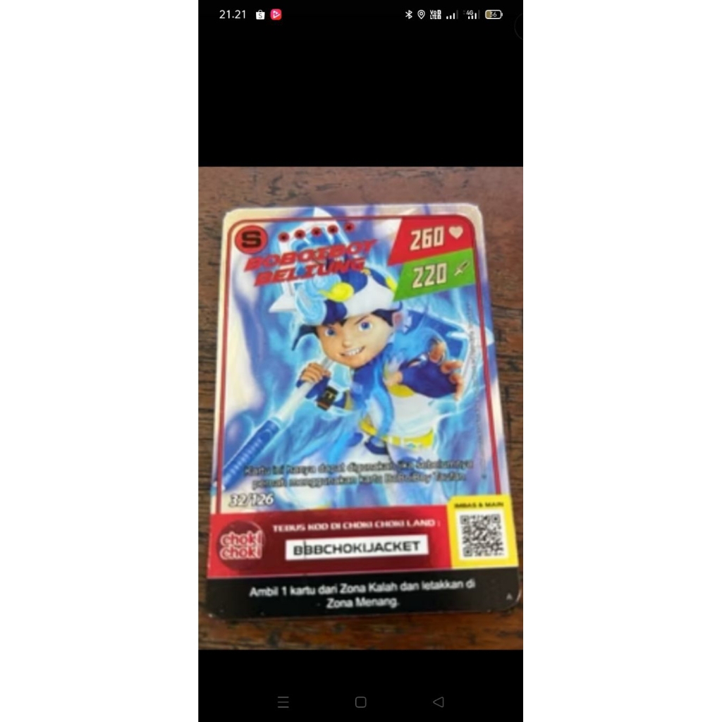 kartu choki-choki BoBoiBoy beliung