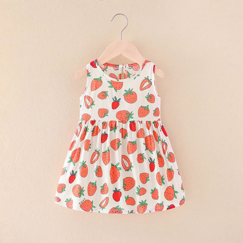Dress Anak OUJITO katun Motif strawberry