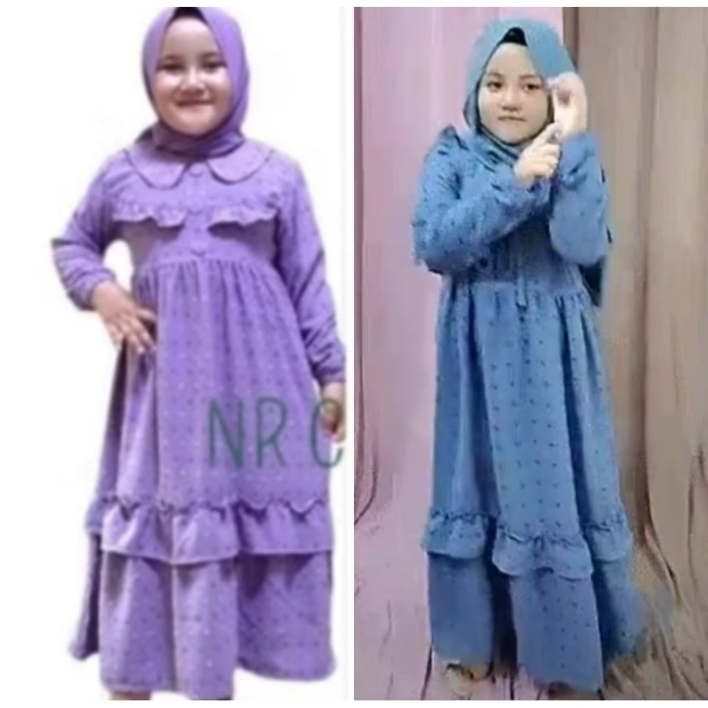 Setelan Gamis NR anak perempuan bahan crinkle Rubiah uragiri no.1-12