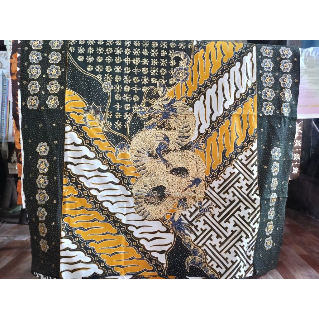 kain batik tulis pria katun prada motif naga dan burung. kain batik tulis pria. al
