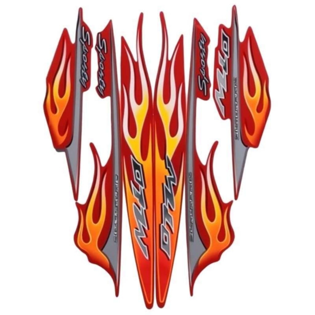 Striping stiker body motor Yamaha Mio Sporty merah api 2006 2007 stiker list bodi mio sporty tahun 2