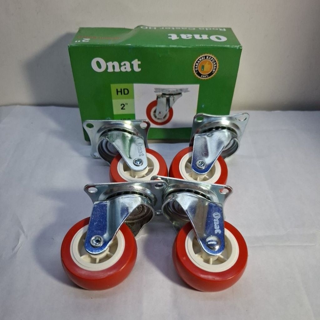 [ECER] Roda 2 inch hidup / roda merah lemari 2 inch, 1 set 4pcs