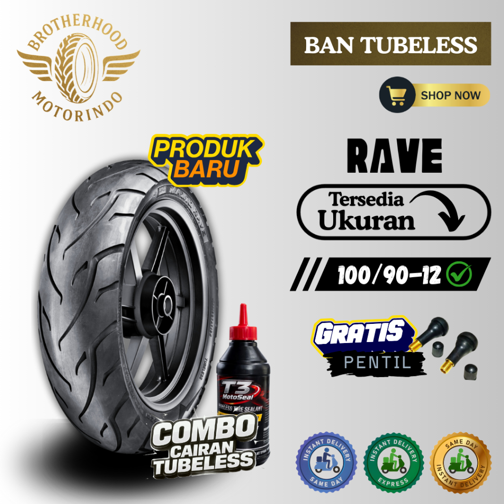 BAN ASPIRA MAXIO RAVE RING 12 (100/90-12) BAN LUAR RING 12 / BAN TUBBLES RING 12 / BAN RING 12 / BAN