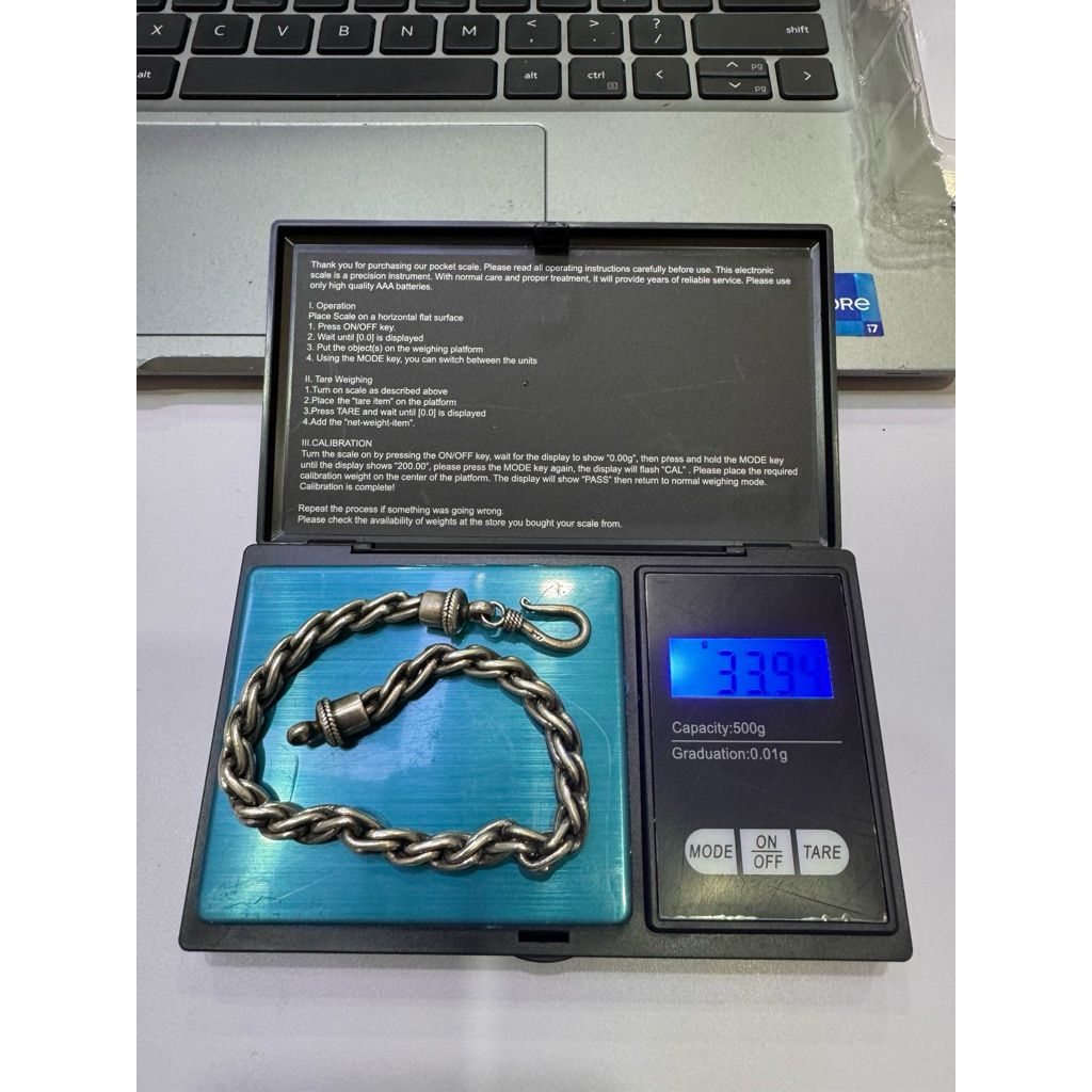 Gelang perak bakar 925 motif