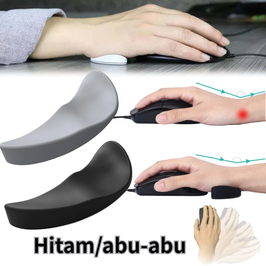 Sandaran Alas Tangan Mouse Palm Pad Wrist Soft Silikon Support Rest Ergonomis Penyangga Pergelangan Tangan Kanan Anti Pegal Tatakan Sliding Carpal Tunnel Syndrome Support Bantal Komputer Laptop Meja Kerja Kantor Kerja Lama Glider Ergonomic Mouse Pad