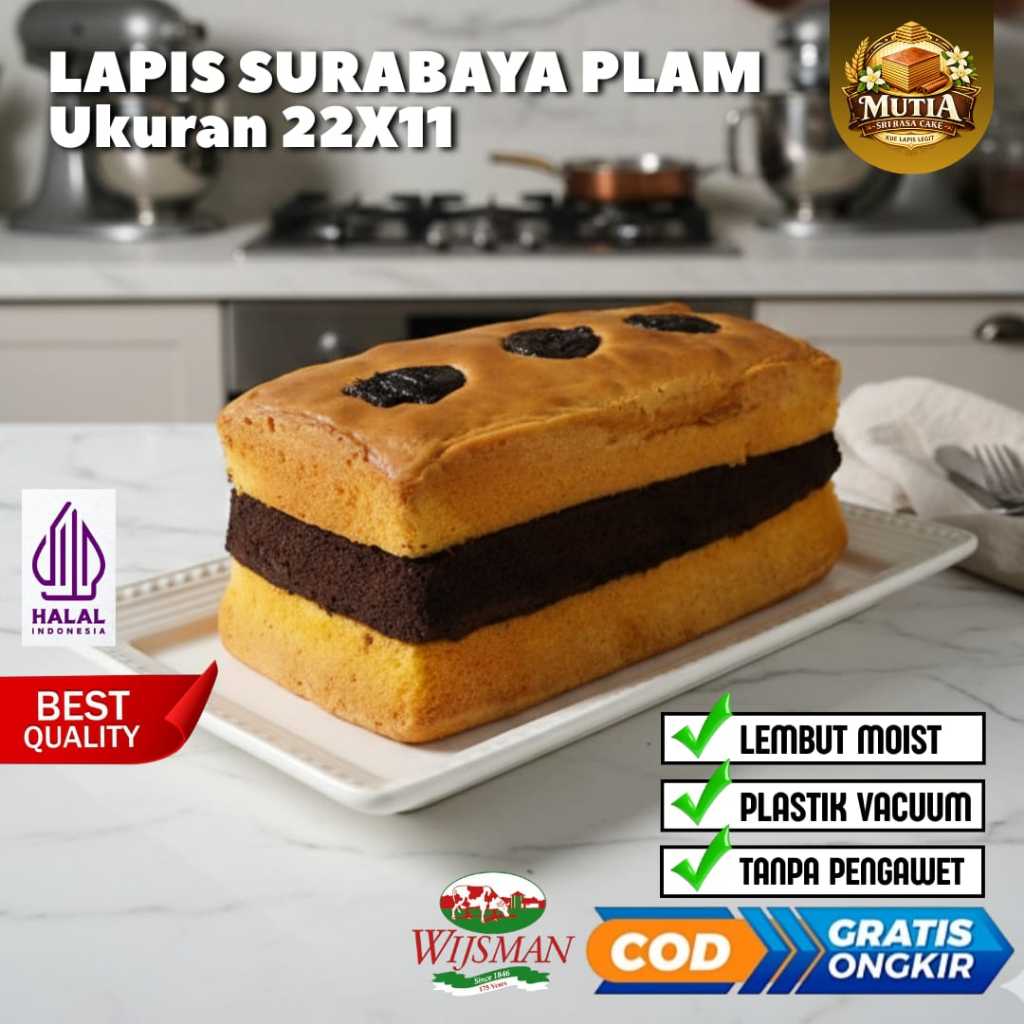 Lapis Surabaya Ukuran 22x11 Lapis Bolu Surabaya Wisman Premium Lapis legit Surabaya - Lembut, Manis 