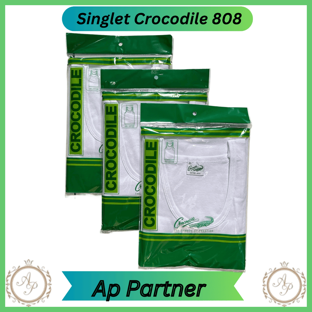 Paket 3 Pcs Kaos Dalam Pria Crocodile Art 808 Bahan Katun Putih | Dalaman Kemeja Laki Laki Dewasa