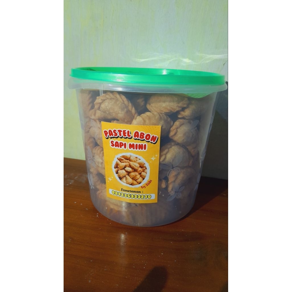 pastel mini full abon 1 kg, 1000 gram, asli full abon sudah plus toples