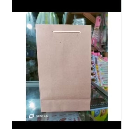 (ISI 12 BIJI) TAS KERTAS WAFER POLOS COKLAT 15x7x25 / PAPER BAG / TAS HAJATAN KERTAS