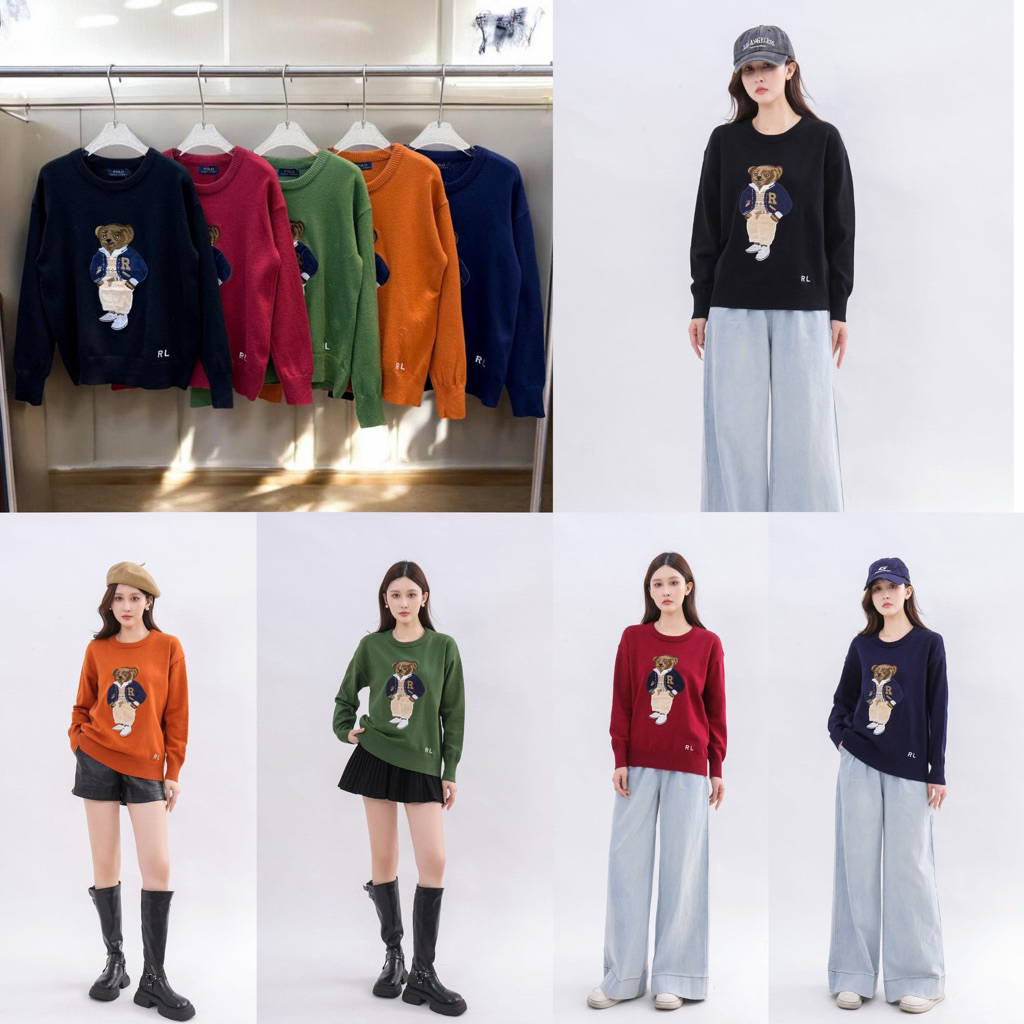 Sweater Rajut Bear Bordir P0l0 - 21652