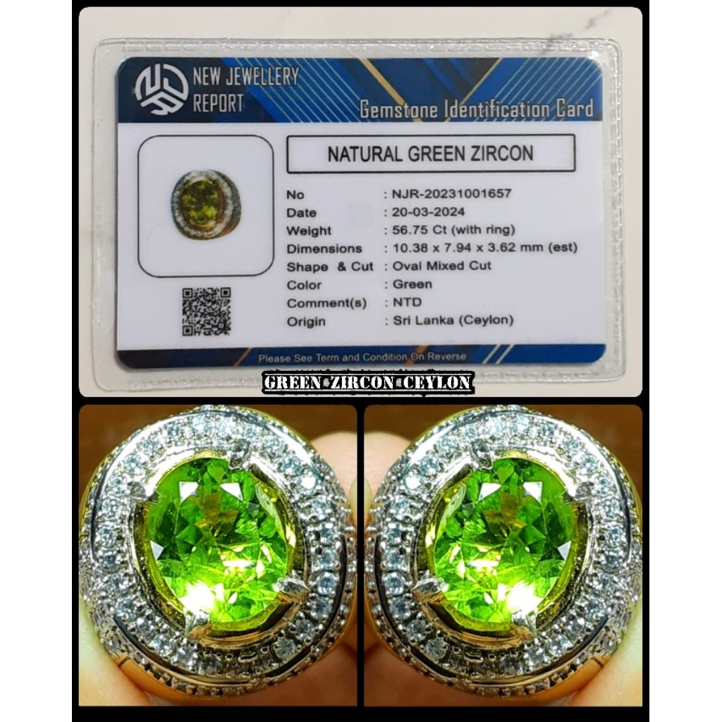 natural permata green zircon super kristal bos [NTE CEYLON]