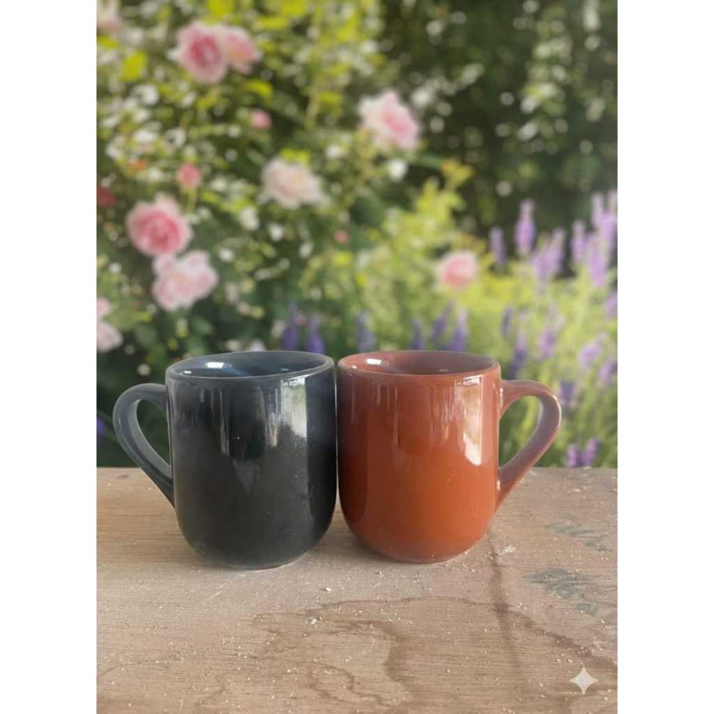 gelas kapsul coklat / cangkir kopi aesthetic / gelas keramik unik termurah