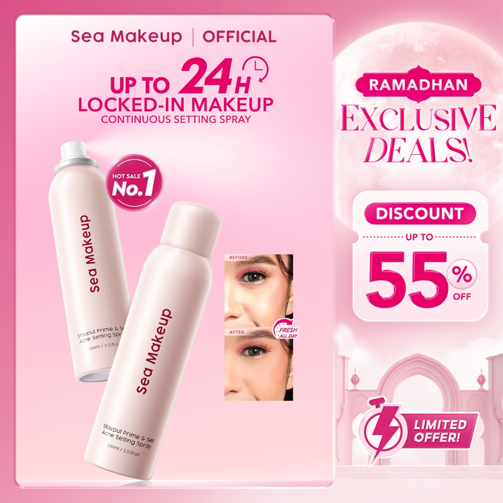 Sea Makeup Stayput Prime & Set  Continuous Setting Spray - Longlasting makeup 24 jam flawless velvet finish fine mist spray primer matte makeup kosmetik wajah tahan lama oil control Makeup Anti-Longsor