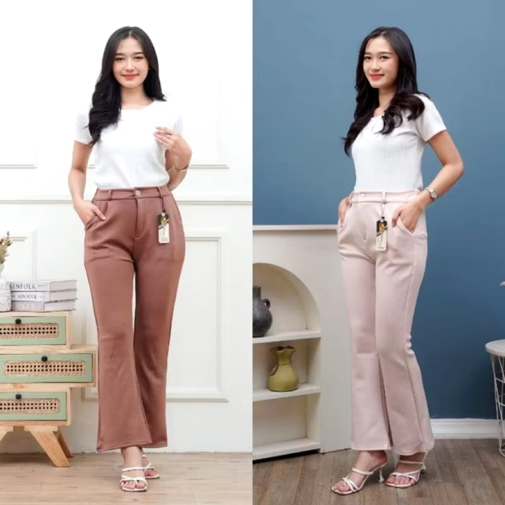 Cutbray Scuba Kancing Highwaist Cutbray Resleting Terbaru Celana Cutbray Wanita