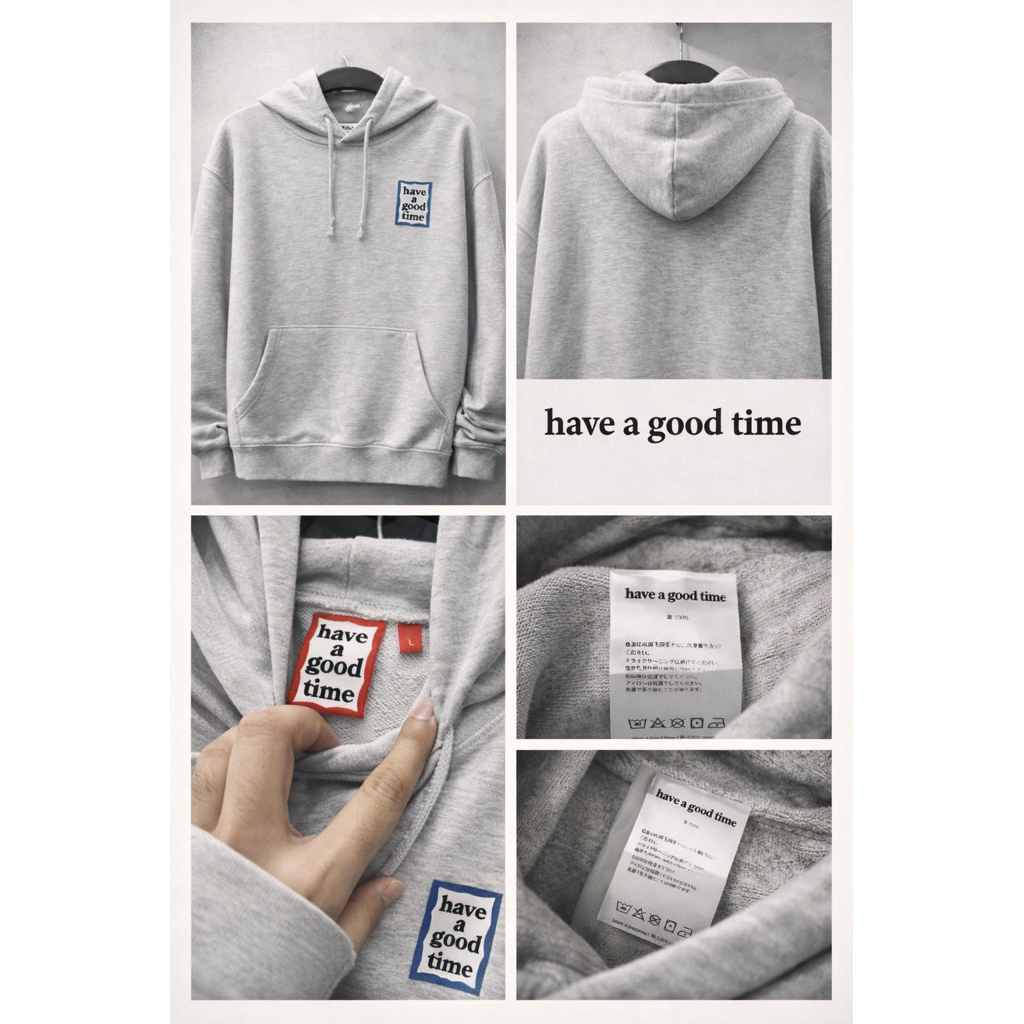 [Preloved] - HAGT Grey Hoodie Small Logo Blue Frame L Fit XL Original