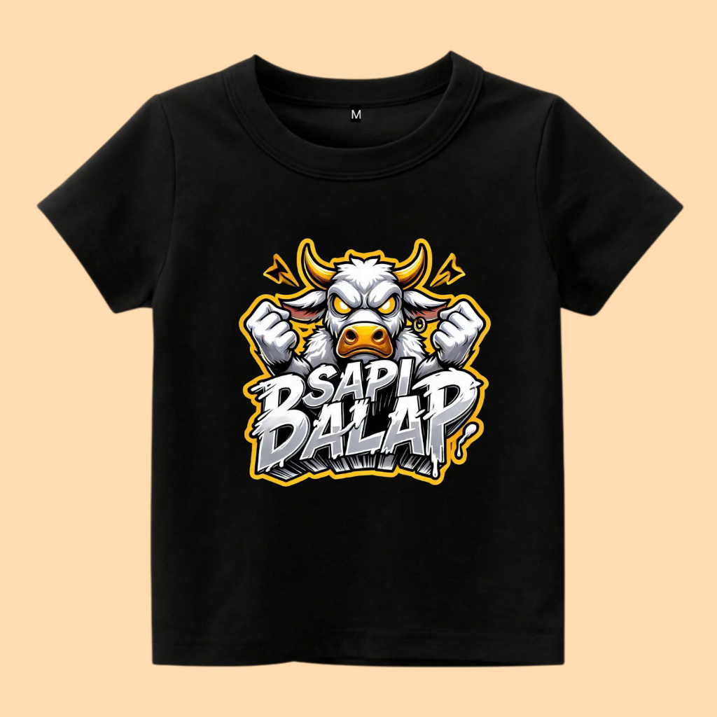 Baju kaos anak gambar sapi balap