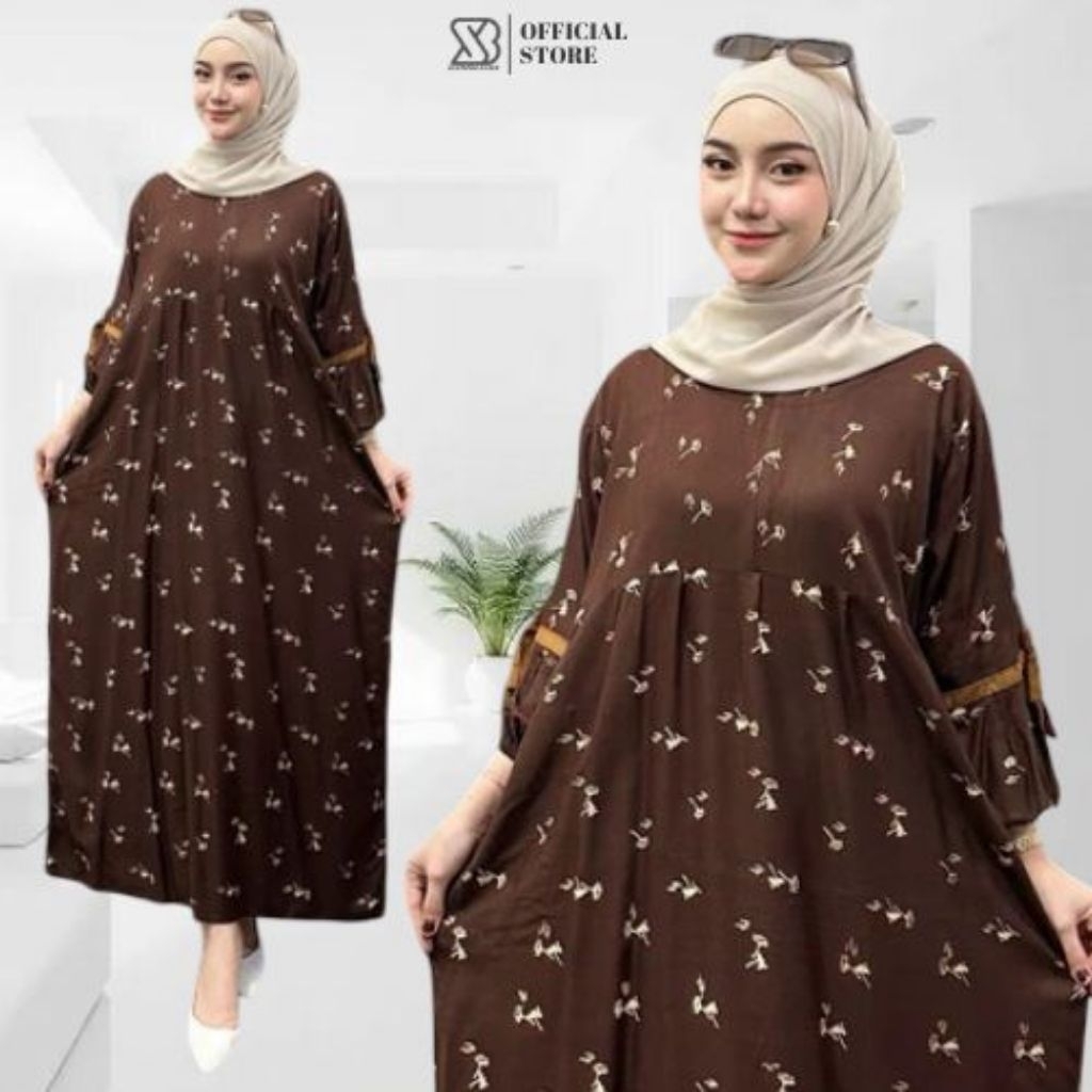 Saemoro Dress Malika Gamis Wanita Ibu Kekinian Bahan Rayon Premium Mewah Elegant