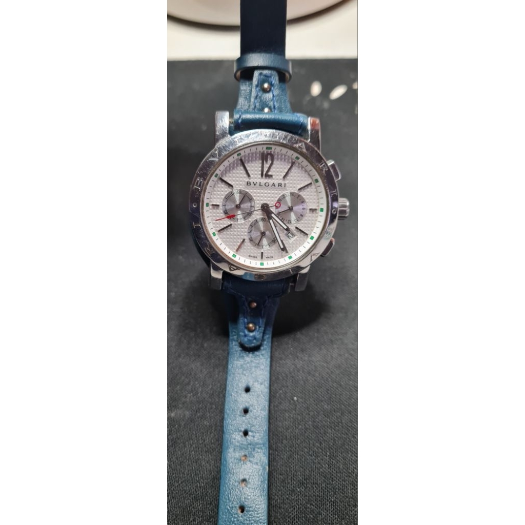 Bulg@ri watch orai BB38SSAUTO preloved strap blue tosca