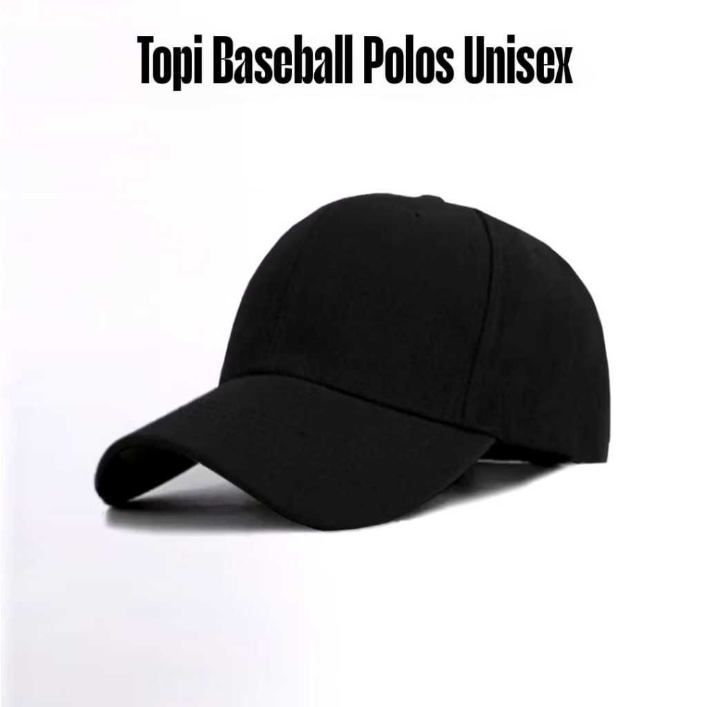 Topi Baseball Polos Hitam Pria Wanita Dewasa Premium Topi Bisbol Distro Casual Unisex