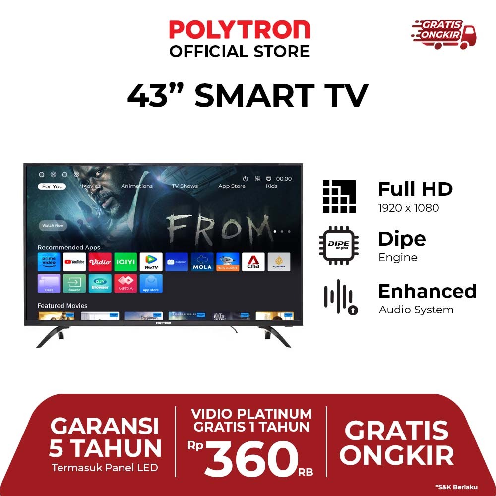 POLYTRON LED TV 43IN EASY SMART TV PLD43CV8869