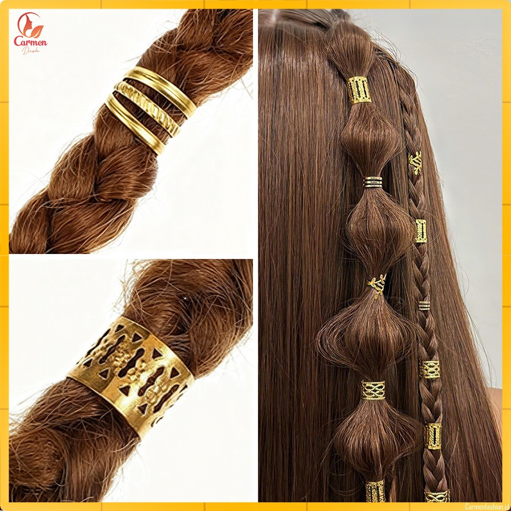 Cincin Klip Manik Dekorasi Rambut Hair Braid / Ring Adjustable Aksesoris Kepang Aesthetic Ring Rambu