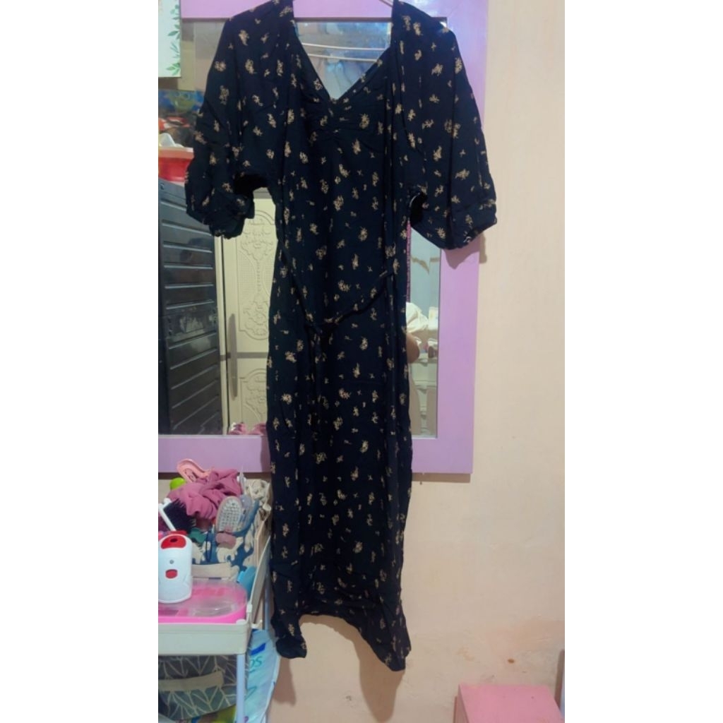 Daster hitam motif bunga