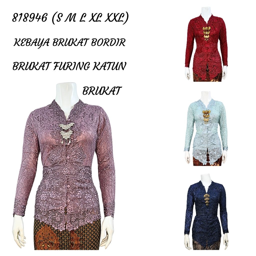 Indah KEBAYA BRUKAT BORDIR ENCIM MODERN LENGAN PANJANG Furing Katun KEBAYA WISUDA KEBAYA KATUN KEBAY