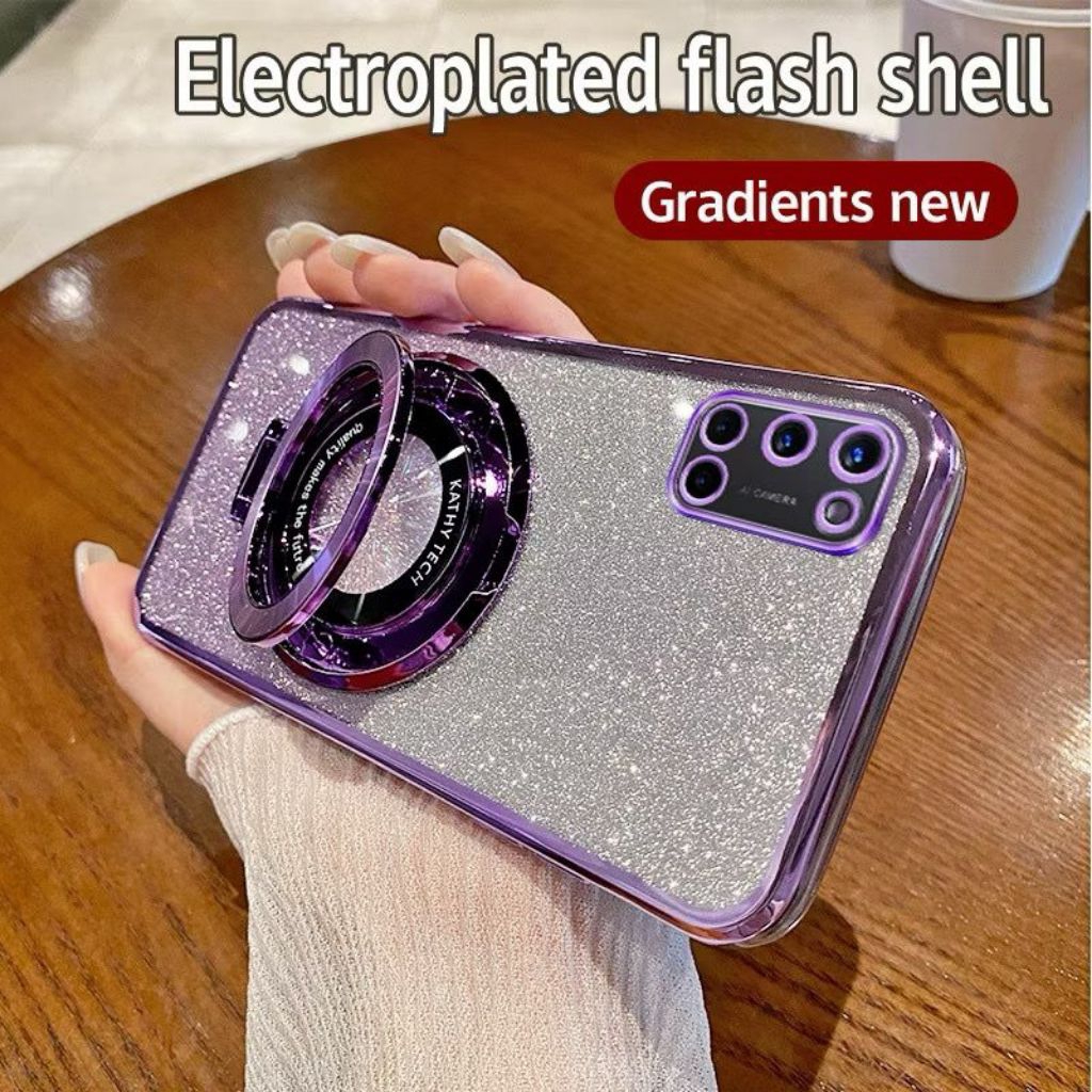 Casing OPPO A52 / A92 Soft Case Ring Standing Glitter Mewah Ring Holder Magnetik