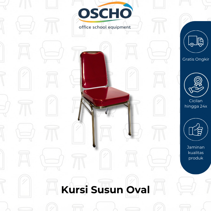 OSCHO FURNITURE – Kursi Susun Oval Merah / Kursi susun stainless steel / Kursi susun besi / Kursi su