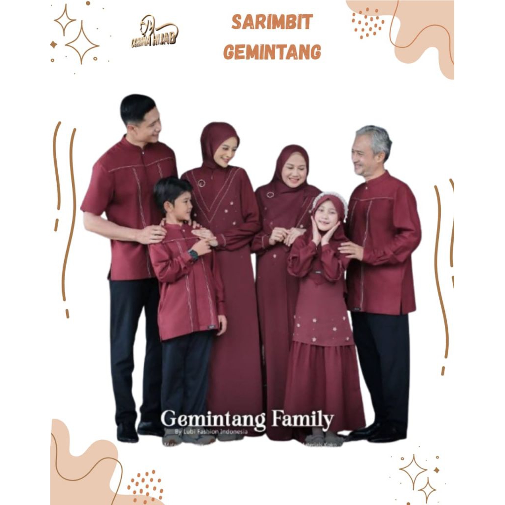 Sarimbit Lubi Gemintang Maroon/Sarimbit Lubi Terbaru/Sarimbit Keluarga