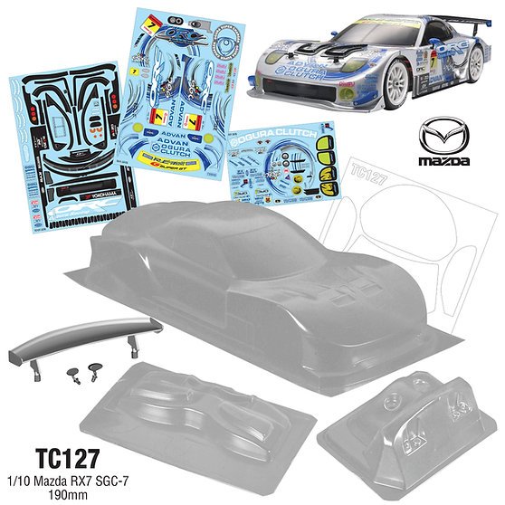 Team C  Mazda RX7 SGC-7 1/10 Clear Body Shell Rc Drift Rally